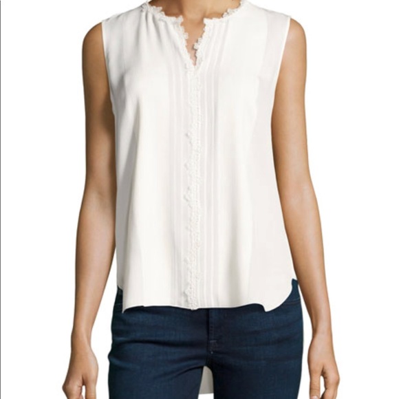 Elie Tahari Tops - Elie Tahari- XS Amerie Sleeveless Lace Trim Blouse